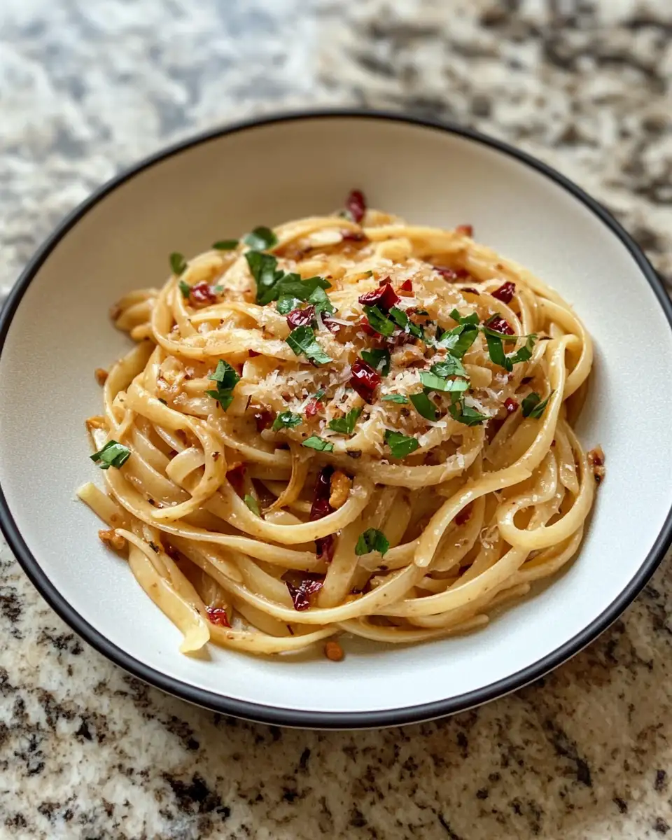 Final dish - Spice Up Your Dinner with Caramelized Onion Pasta and Chilli Oil