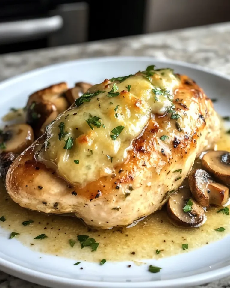 Irresistible Cheesy Garlic Butter Mushroom Stuffed Chicken Recipe - Featured Image