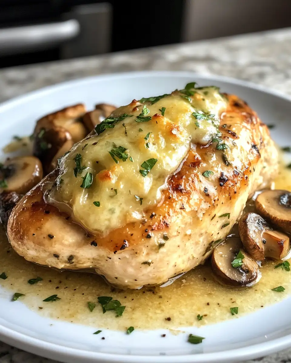 Irresistible Cheesy Garlic Butter Mushroom Stuffed Chicken Recipe - Featured Image