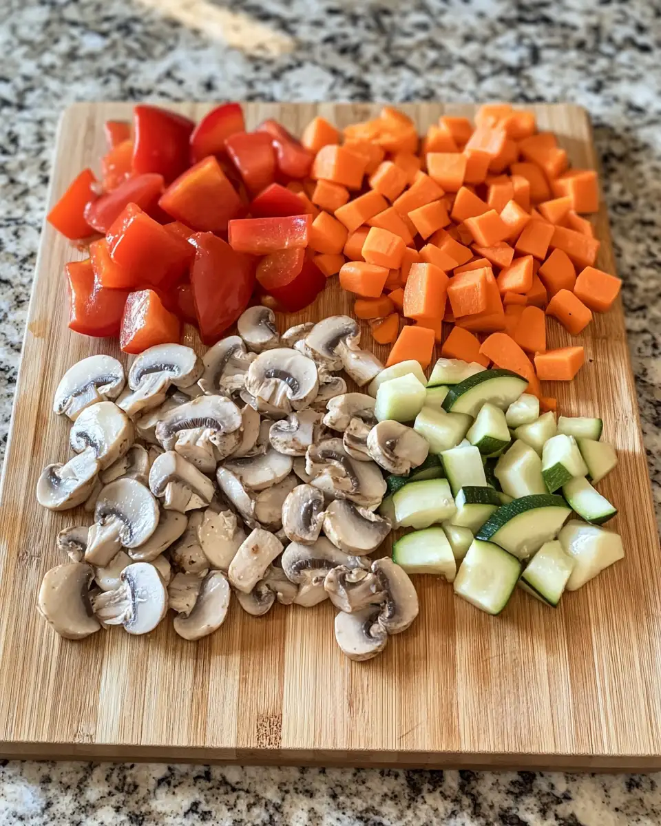 Ingredients for Savory Chicken Mushroom and Vegetables Recipe for a Healthy Delicious Meal