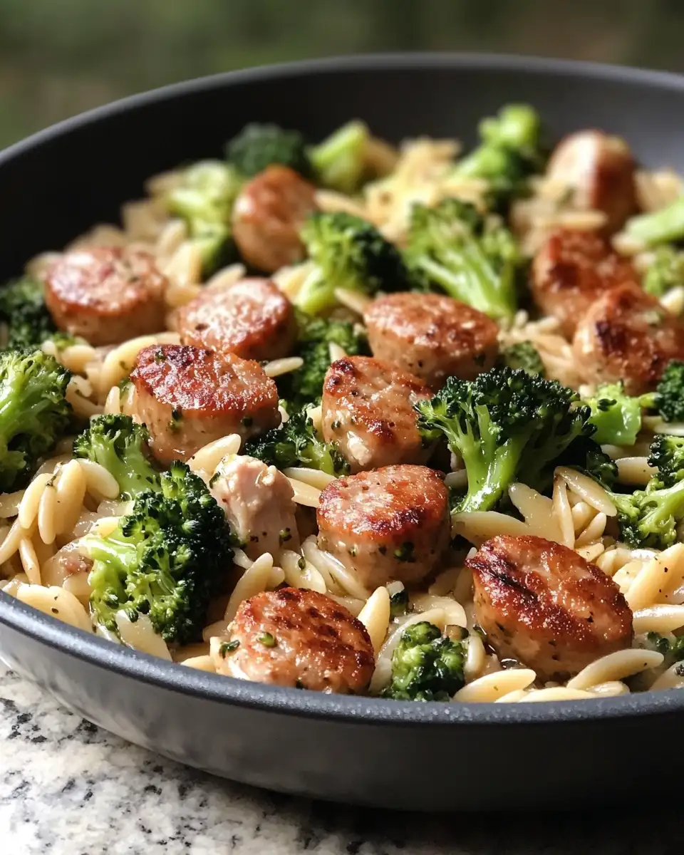 One-Pot Chicken Sausage Broccoli Orzo Recipe for a Quick and Delicious Dinner - Featured Image
