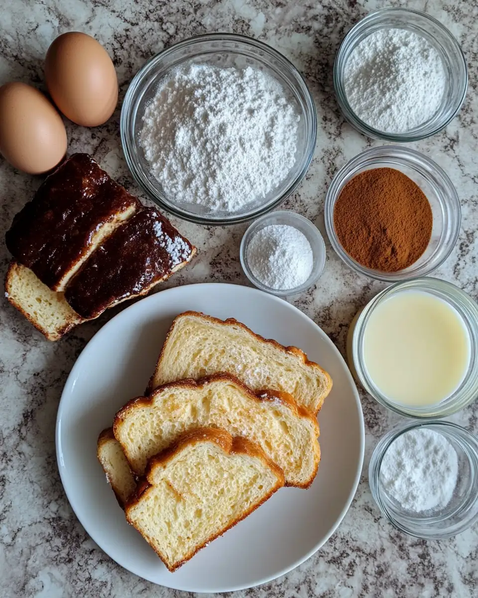 Ingredients for Indulge Your Senses: Churro Stuffed French Toast with Cinnamon Sugar Delight