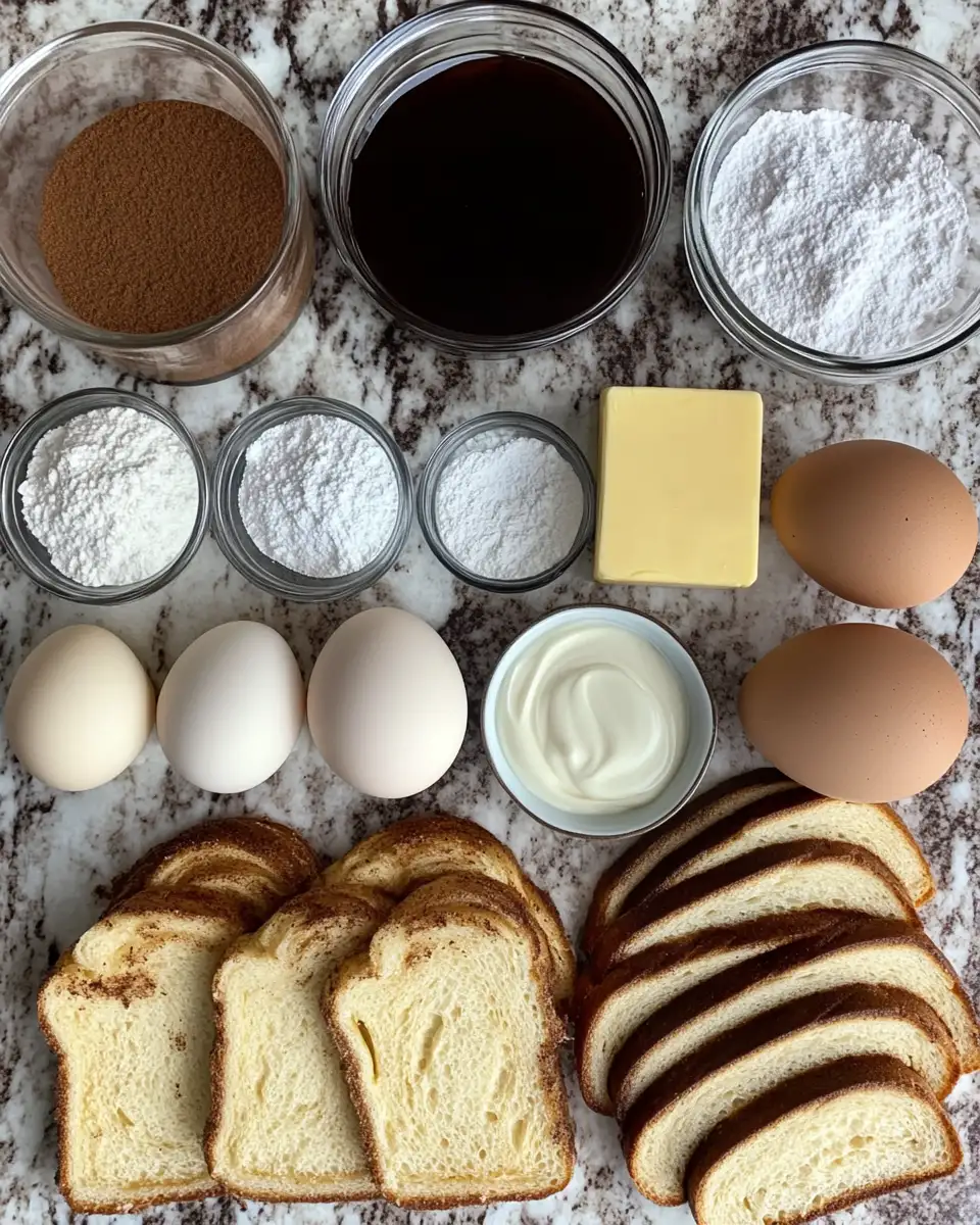 Ingredients for Indulge Your Senses with Heavenly Cinnamon Roll French Toast