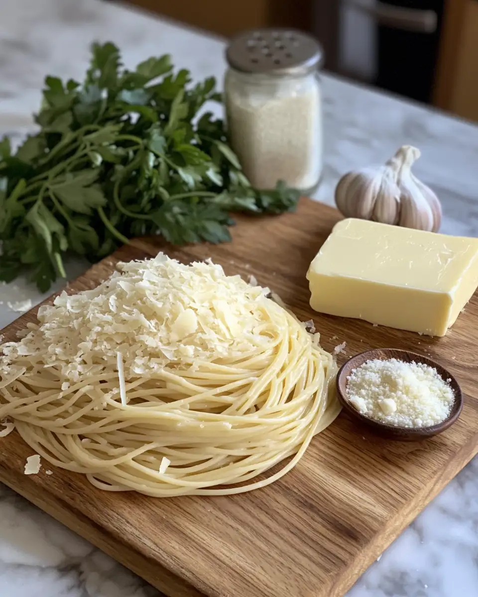 Ingredients for Indulge in the Ultimate Creamy Garlic Parmesan Spaghetti Experience