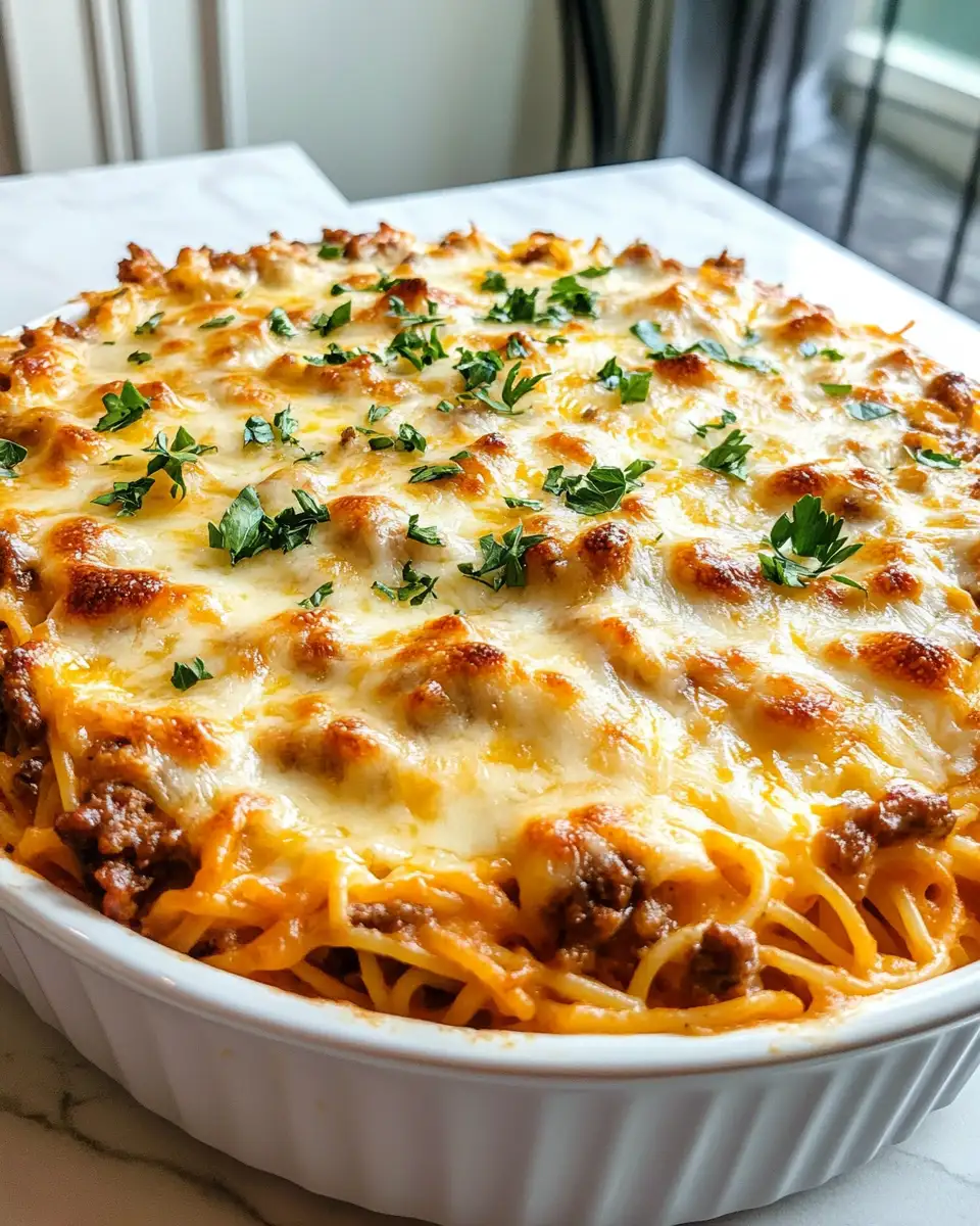 Final dish - Ultimate Comfort Food Creamy Southern Spaghetti Bake Recipe