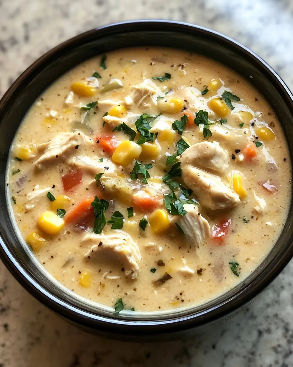 Final dish - Creamy Crockpot Chicken Corn Chowder Recipe for Cozy Comfort