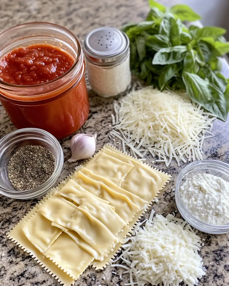 Ingredients for Easy Crockpot Ravioli Lasagna Recipe for Busy Weeknights