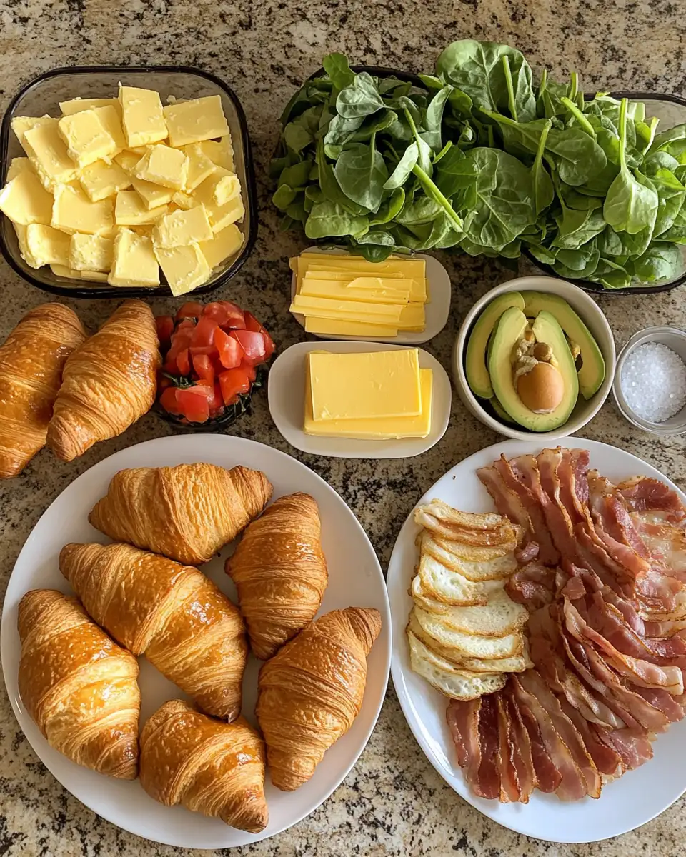 Ingredients for Rise and Shine with Irresistible Croissant Breakfast Sandwiches