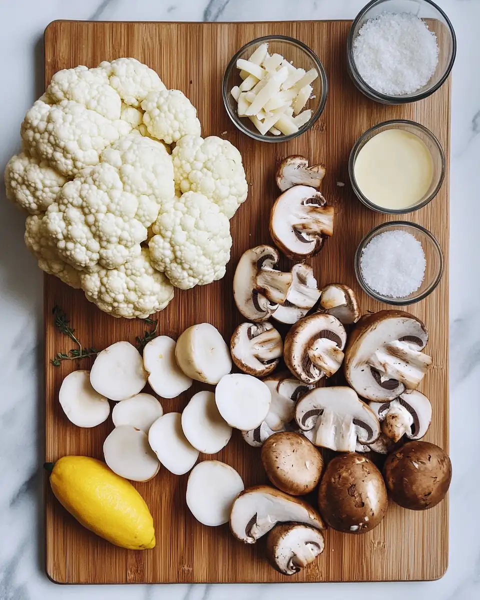 Ingredients for Sizzle and Savor: Irresistible Garlic Mushroom Cauliflower Skillet