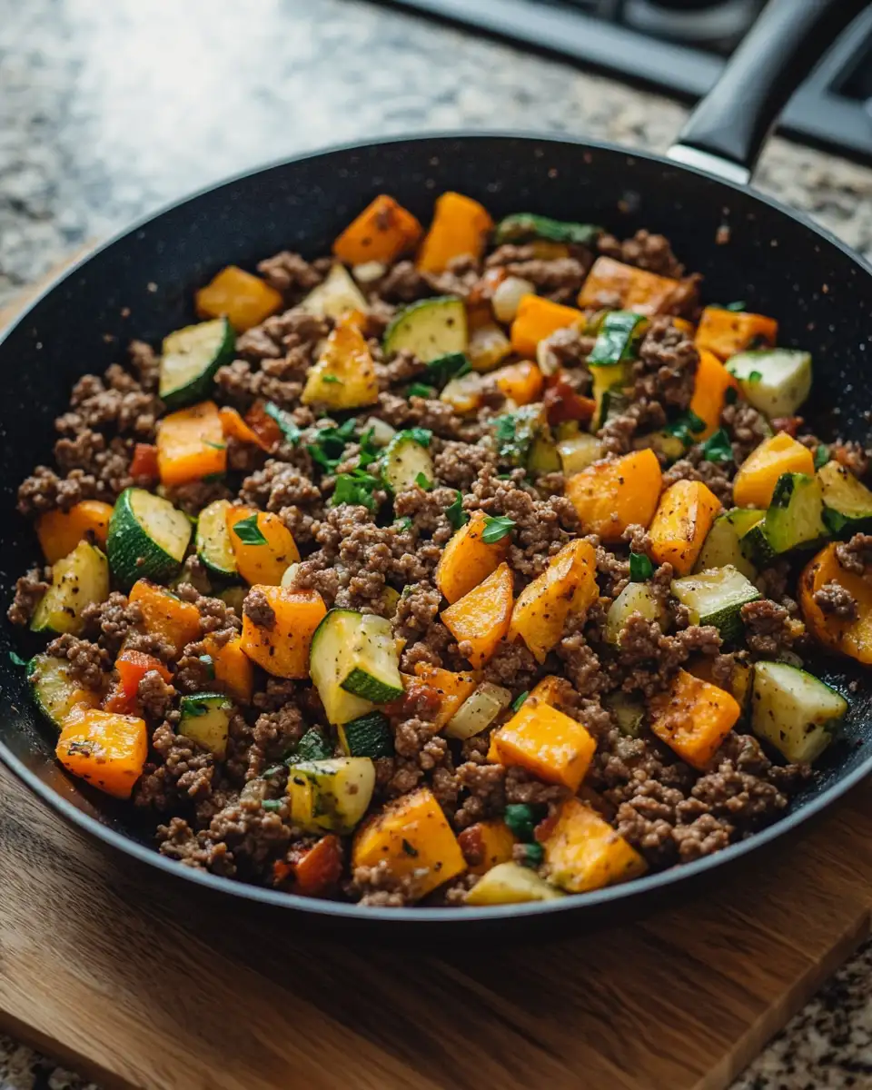 One-Pan Ground Beef Zucchini Sweet Potato Skillet Recipe for Easy Weeknight Dinners - Featured Image