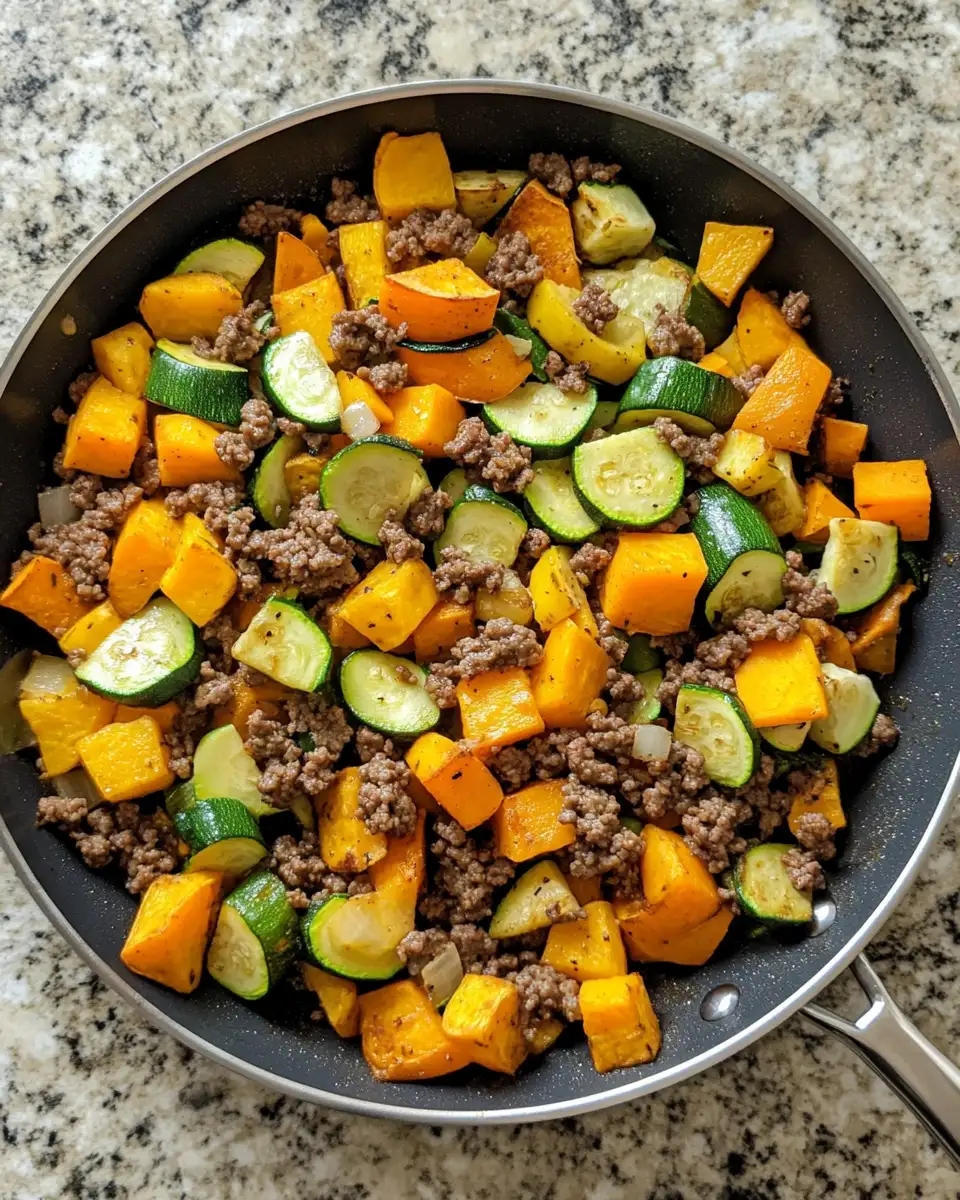 Final dish - One-Pan Ground Beef Zucchini Sweet Potato Skillet Recipe for Easy Weeknight Dinners