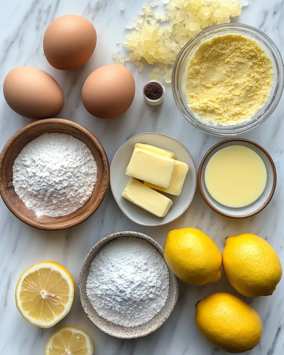 Ingredients for Irresistible Handmade Lemon Brownies That Brighten Every Bite