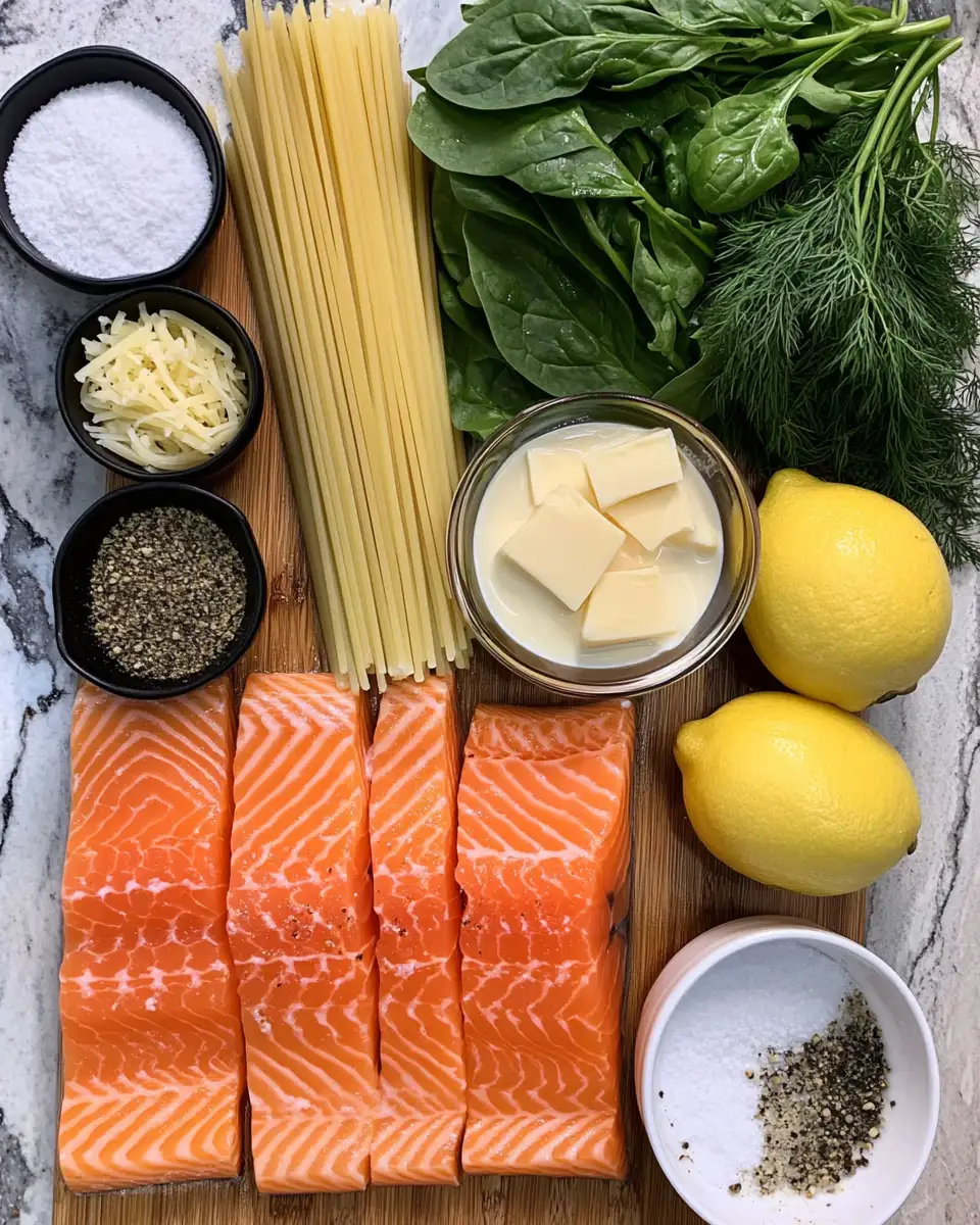 Ingredients for High Protein Creamy Salmon Pasta Recipe That Will Satisfy Your Cravings