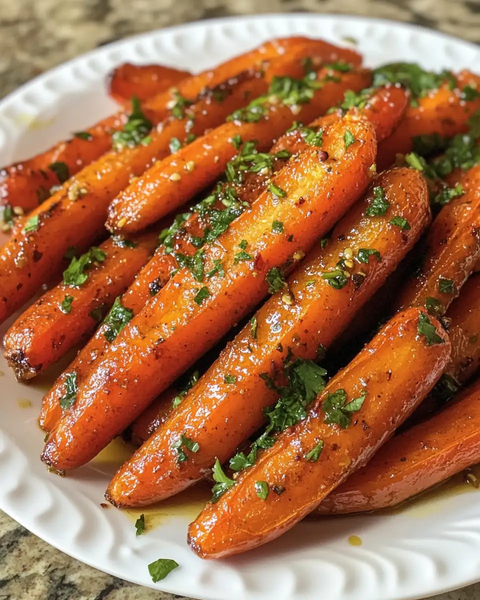 Final dish - Sweet and Savory Delight Honey Garlic Roasted Carrots Recipe