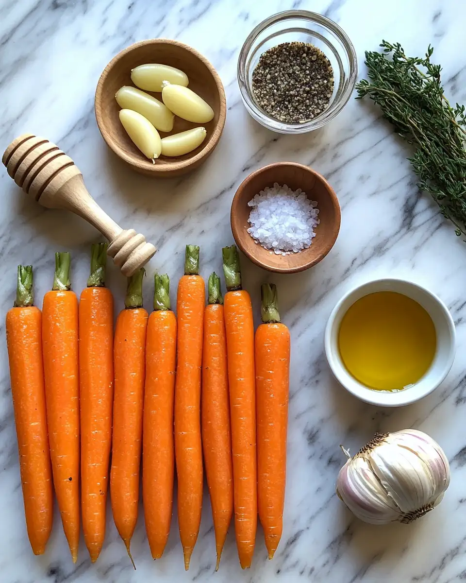 Ingredients for Sweet and Savory Delight Honey Garlic Roasted Carrots Recipe