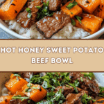 Hot Honey Sweet Potato Beef Bowl 🍯🥔
