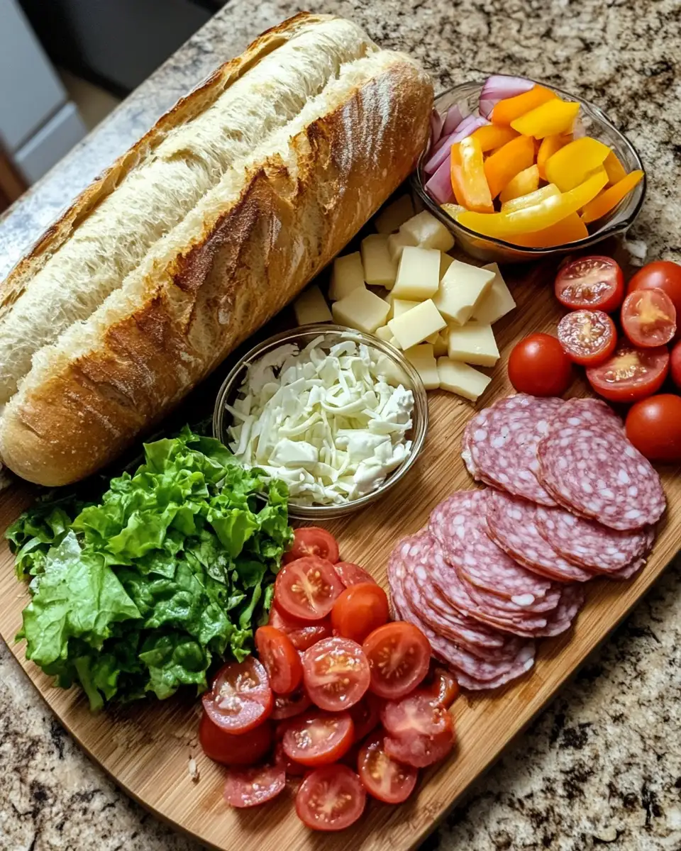Ingredients for Savor the Flavors of Italy with the Ultimate Grinder Salad Sandwich