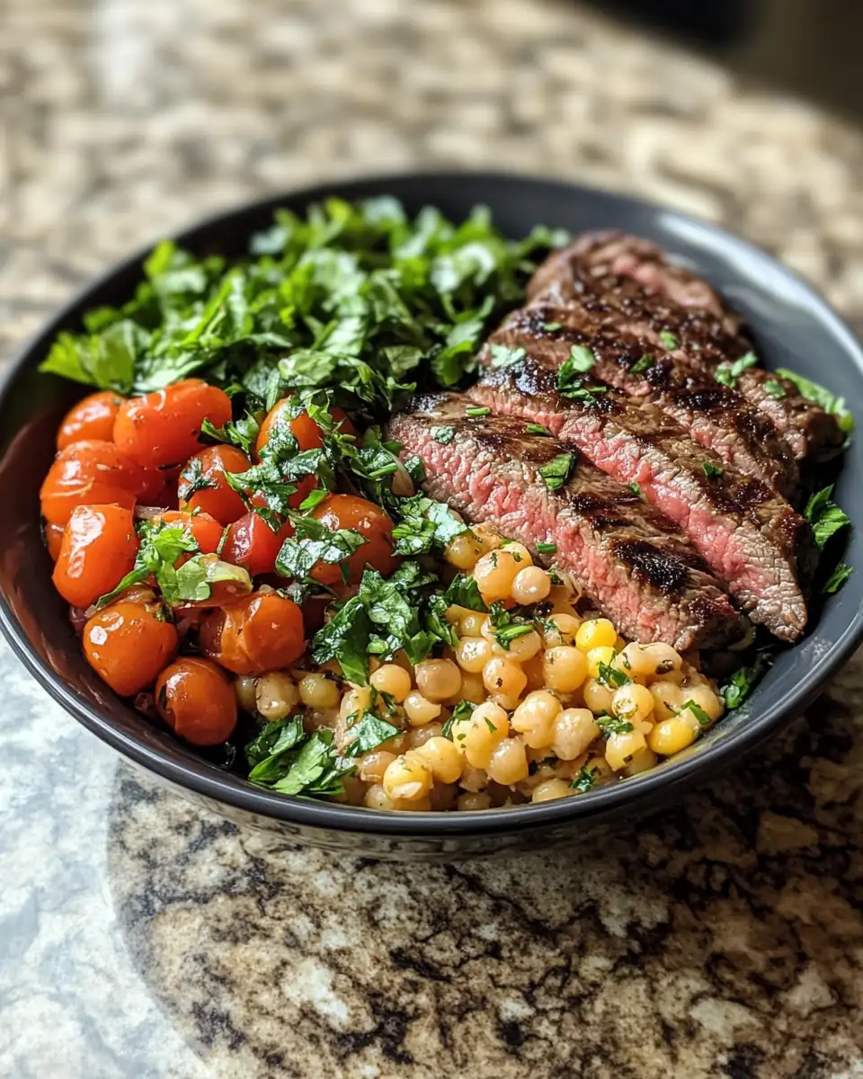 Final dish - Savor the Flavors of the Mediterranean with Our Irresistible Steak Bowls