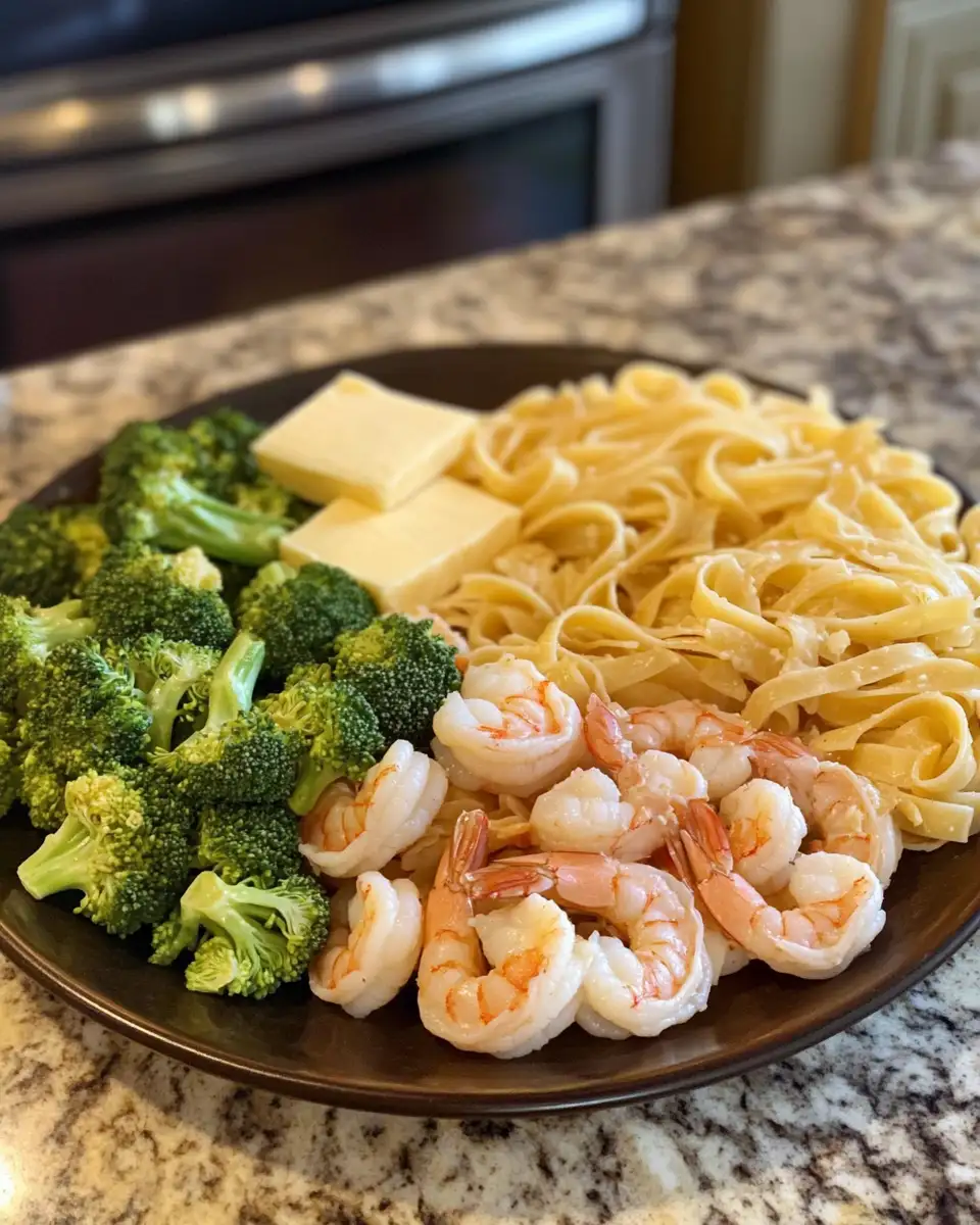 Ingredients for Creamy Shrimp and Broccoli Alfredo: A Weeknight Dinner Delight