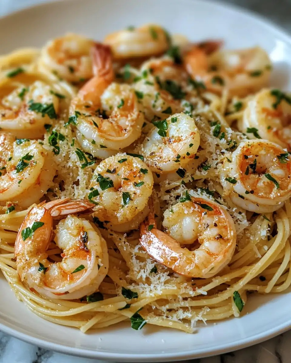 Final dish - Irresistible Spicy Garlic Butter Parmesan Shrimp Pasta Recipe