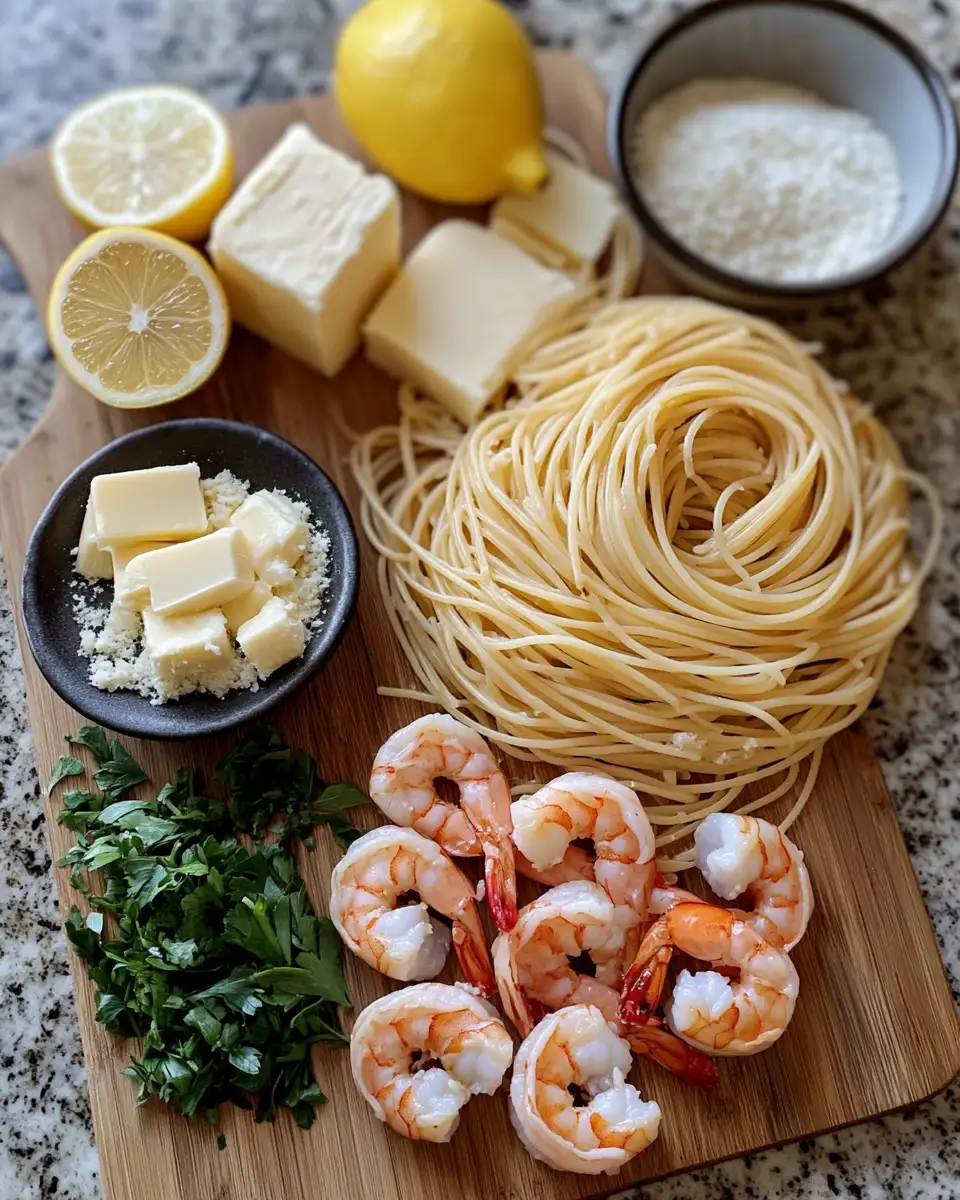 Ingredients for Irresistible Spicy Garlic Butter Parmesan Shrimp Pasta Recipe