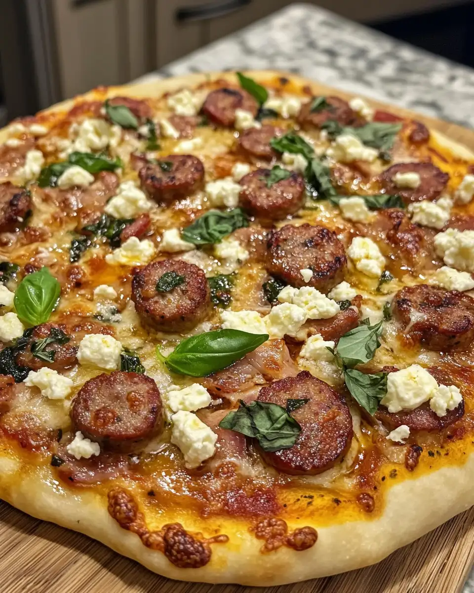 Final dish - Spicy Hot Sausage Feta Honey Pizza That Will Ignite Your Taste Buds