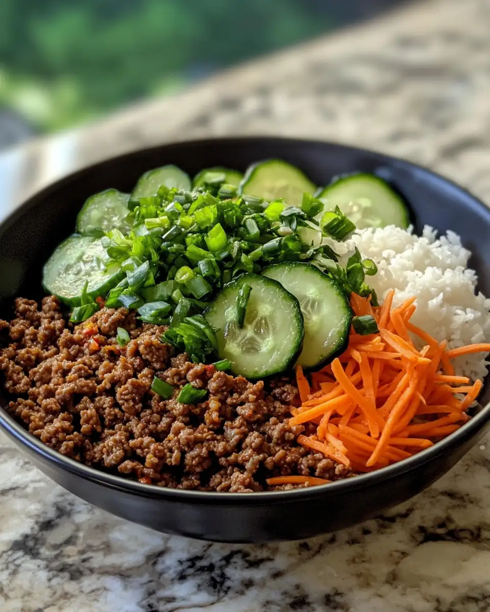 Spicy Korean Ground Beef with Refreshing Cucumber Salad Recipe - Featured Image