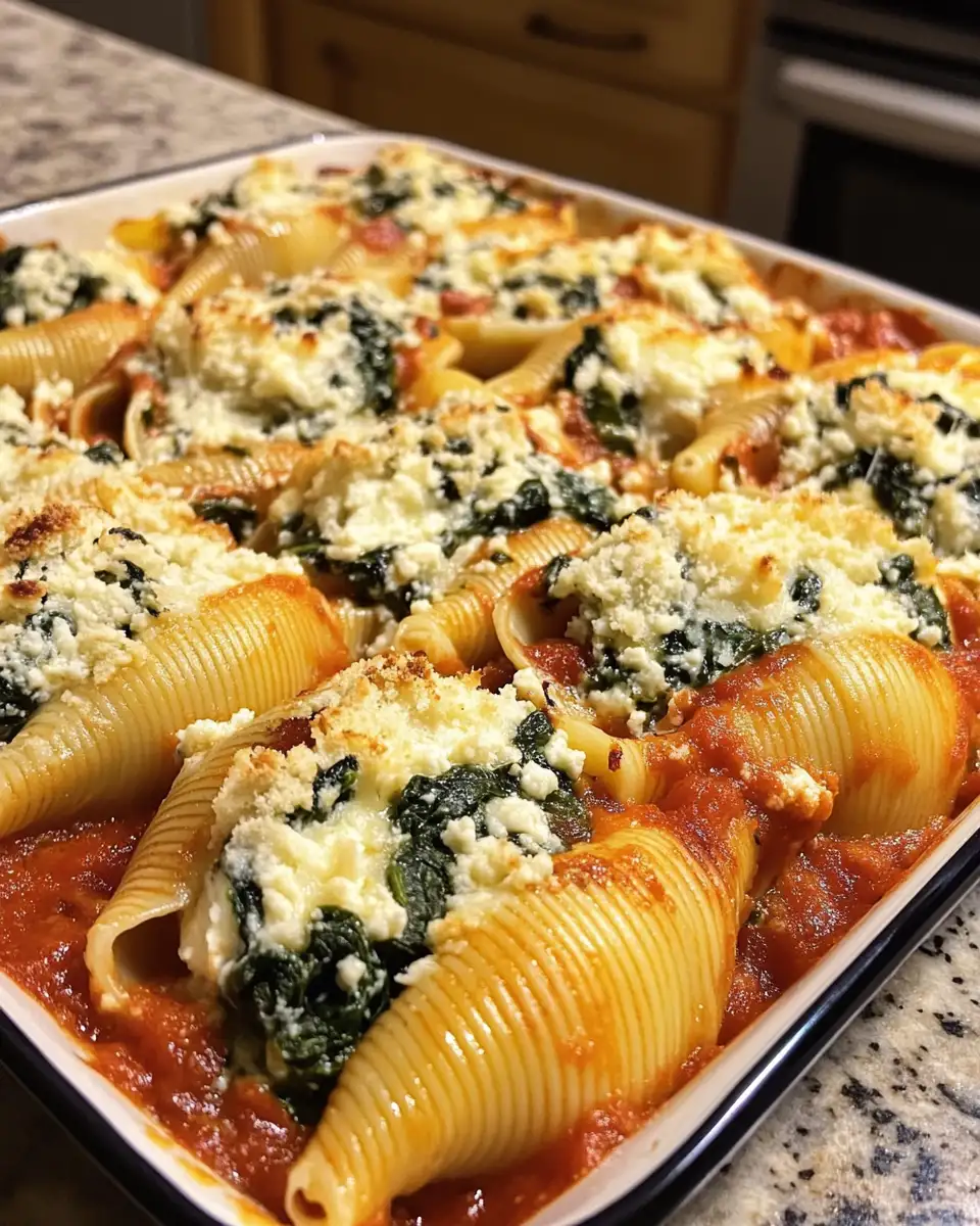 Final dish - Irresistible Spinach and Ricotta Stuffed Shells Recipe for a Cozy Dinner