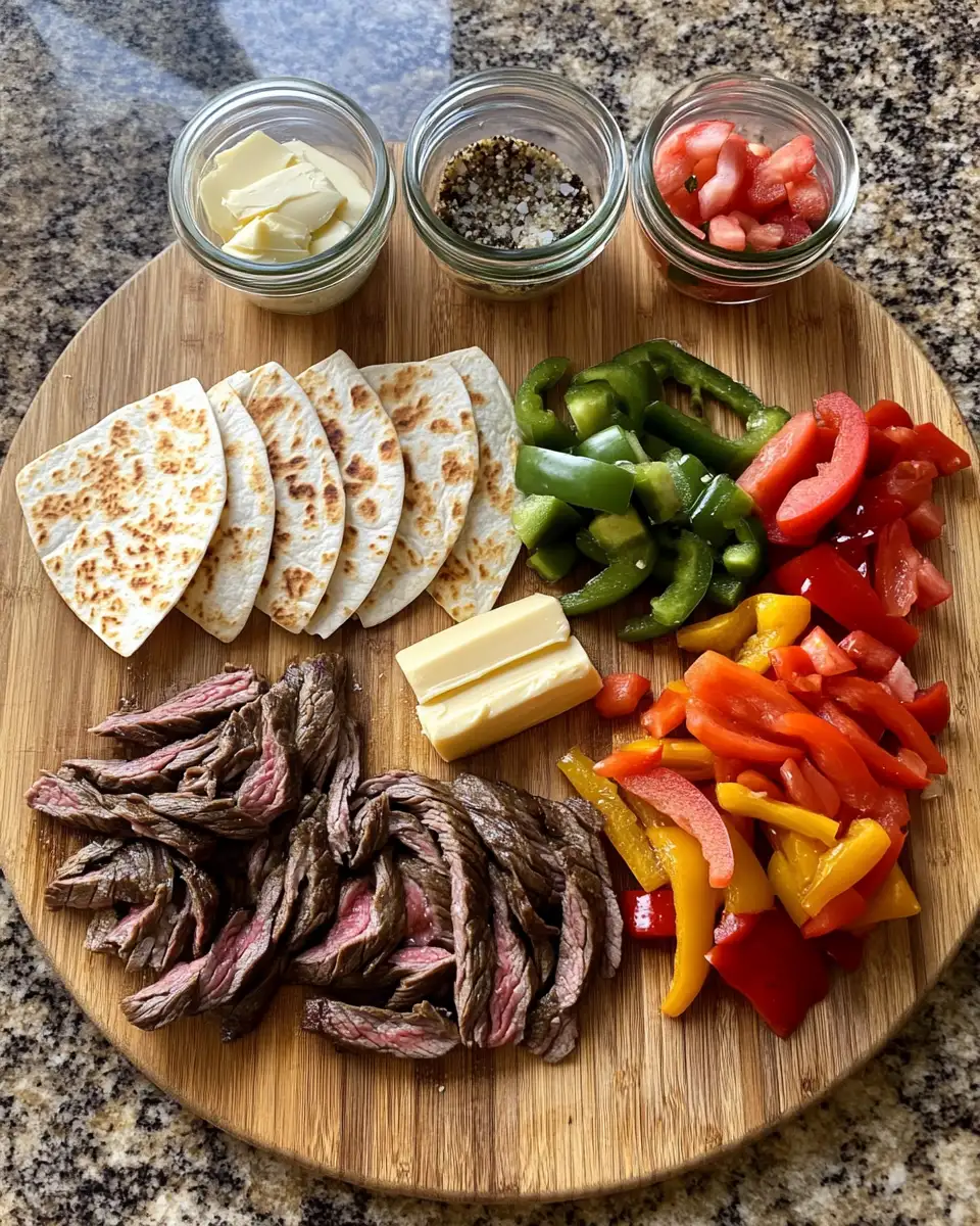 Ingredients for Sizzling Steak and Cheese Quesadillas: A Fusion Fiesta for Your Tastebuds