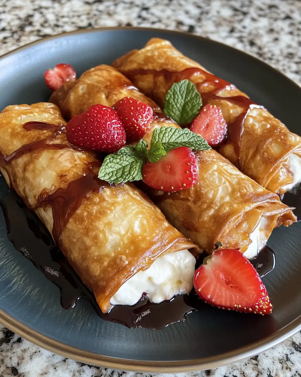 Irresistible Delight: Strawberry Cheesecake Stuffed Eggrolls Fusion - Featured Image