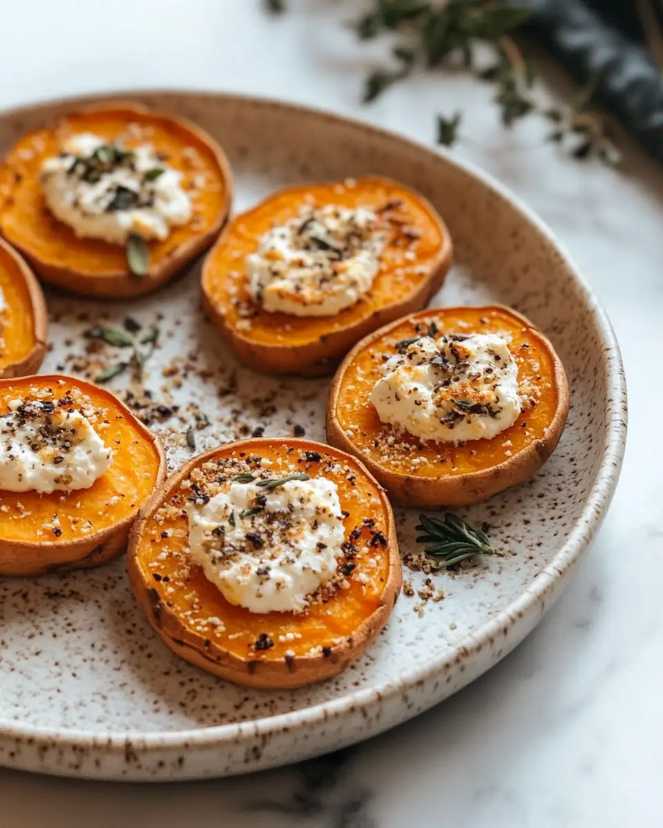 Irresistible Sweet Potato Rounds with Creamy Feta Crumble Delight - Featured Image