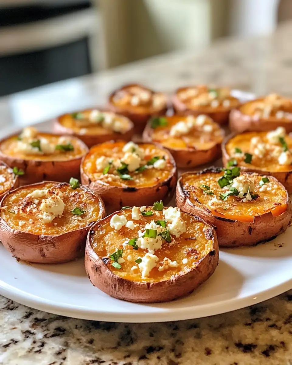 Final dish - Irresistible Sweet Potato Rounds with Creamy Feta Crumble Delight