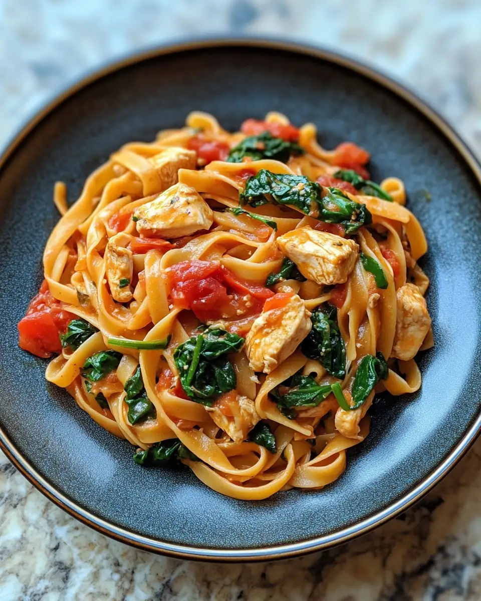 Final dish - Creamy Tomato Spinach Chicken Pasta That Will Steal Your Heart