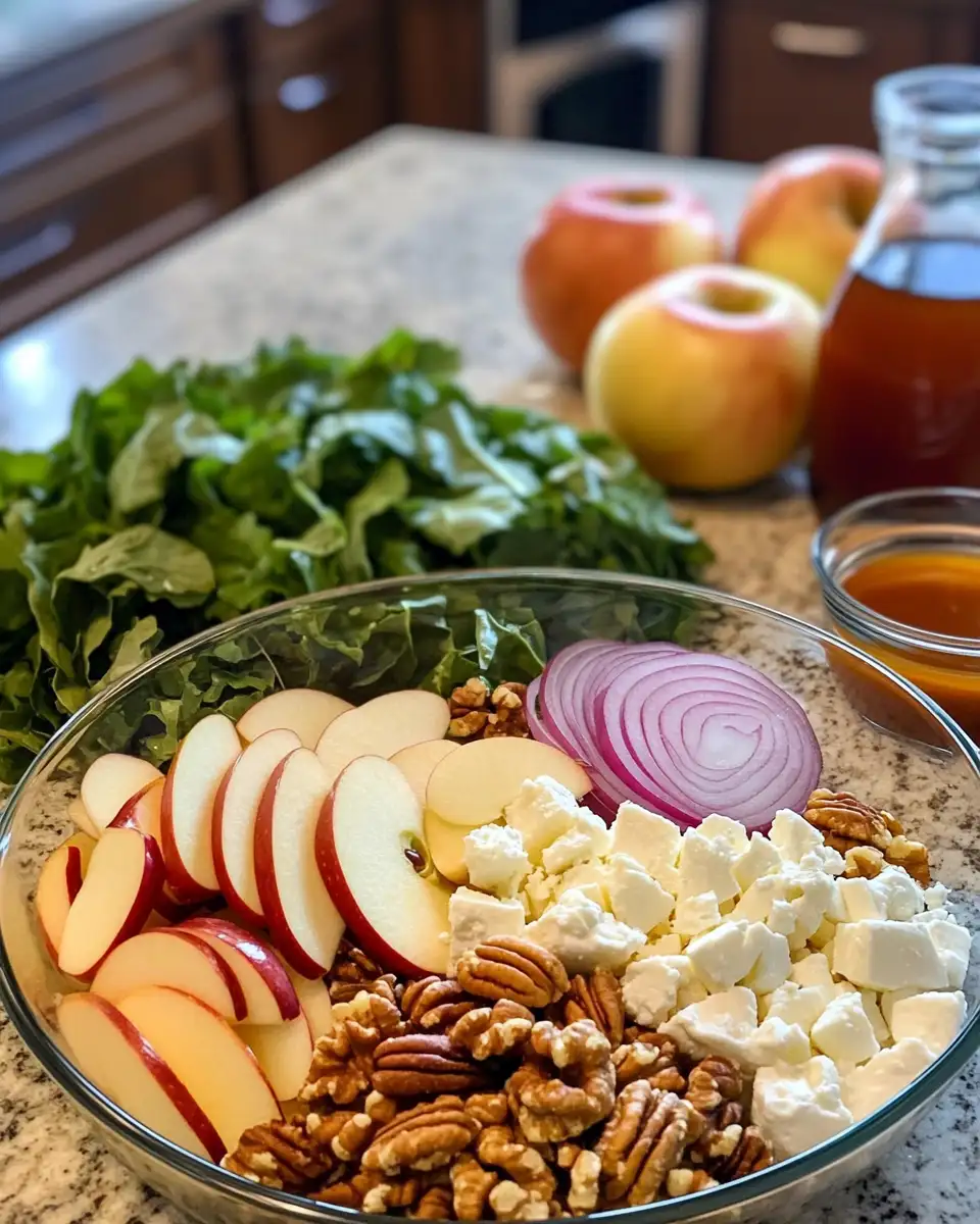 Ingredients for Autumn Harvest Honeycrisp Apple and Feta Salad Delight