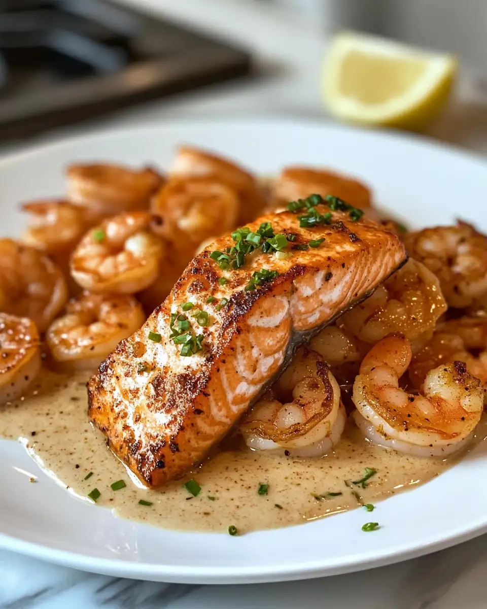Savor the Flavor of Cajun Shrimp and Salmon with Garlic Cream Sauce - Featured Image