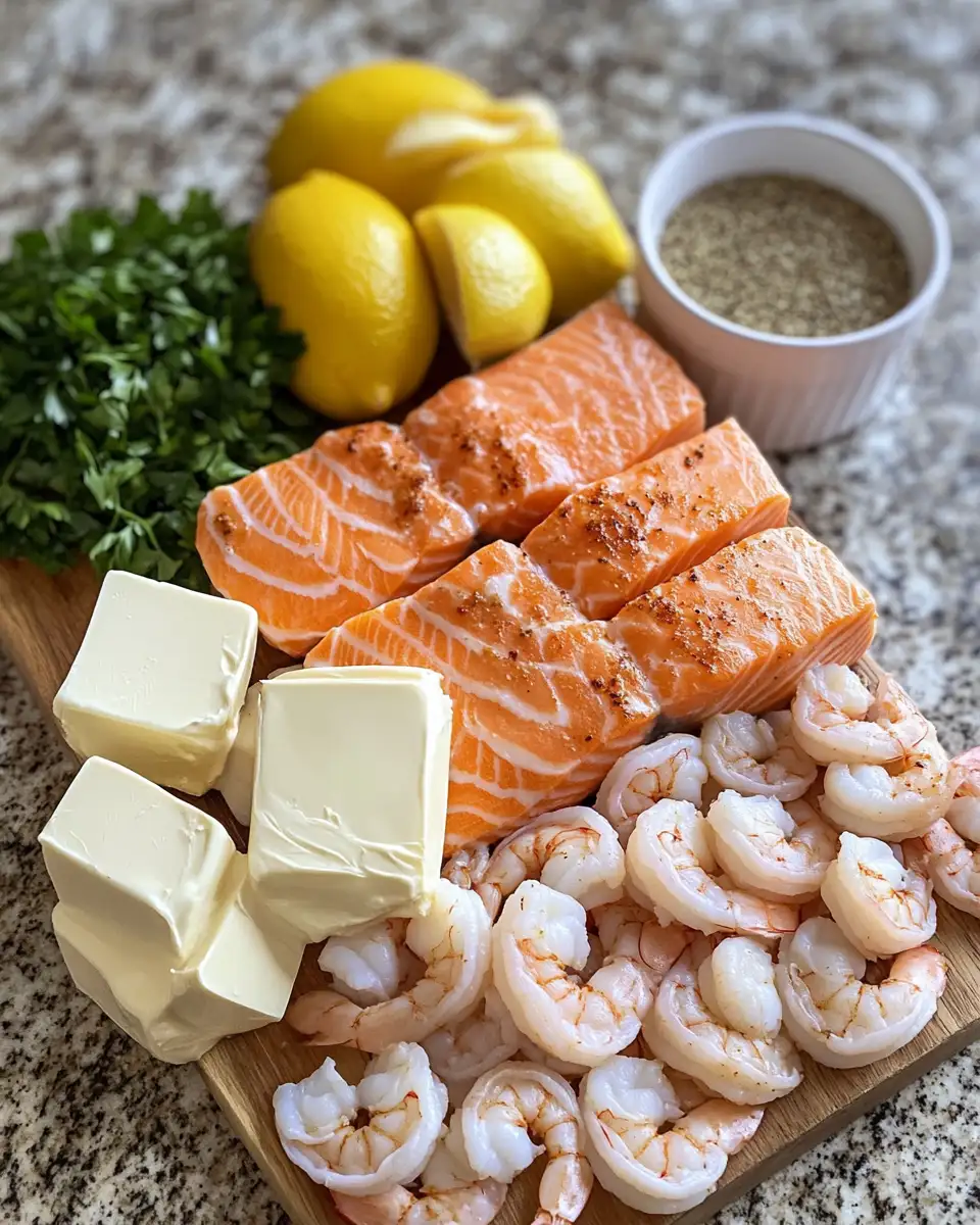 Ingredients for Savor the Flavor of Cajun Shrimp and Salmon with Garlic Cream Sauce