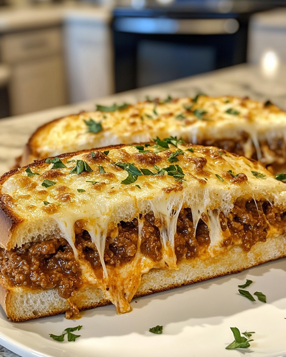 Ultimate Cheesy Garlic Bread Sloppy Joe Melts You Need to Try Today - Featured Image