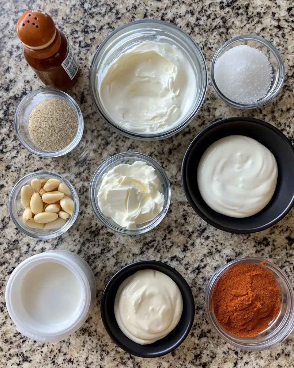 Ingredients for Creamy Chipotle Garlic Sauce with Sour Cream That Elevates Every Bite