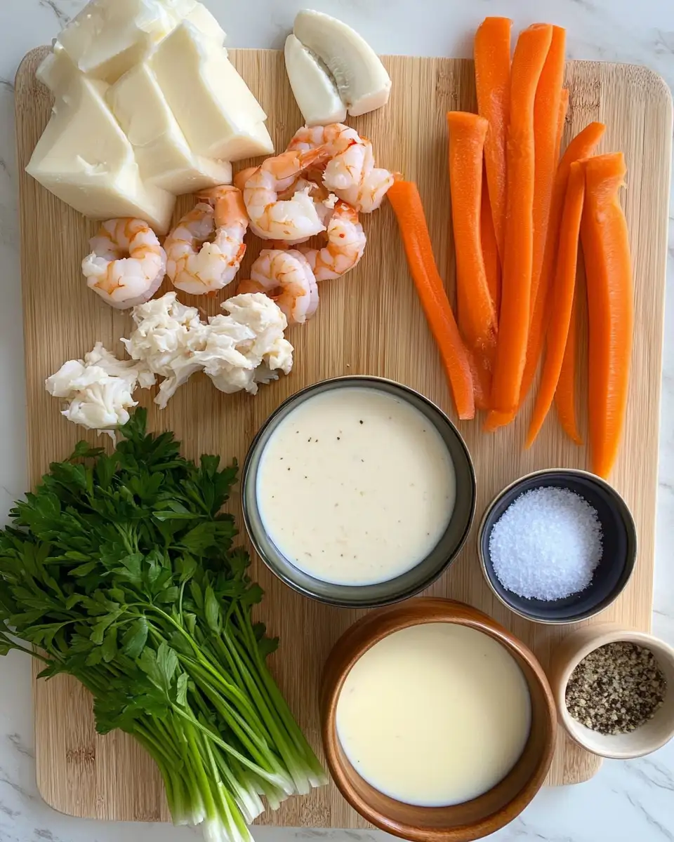 Ingredients for Creamy Crab and Shrimp Seafood Bisque Recipe to Warm Your Soul