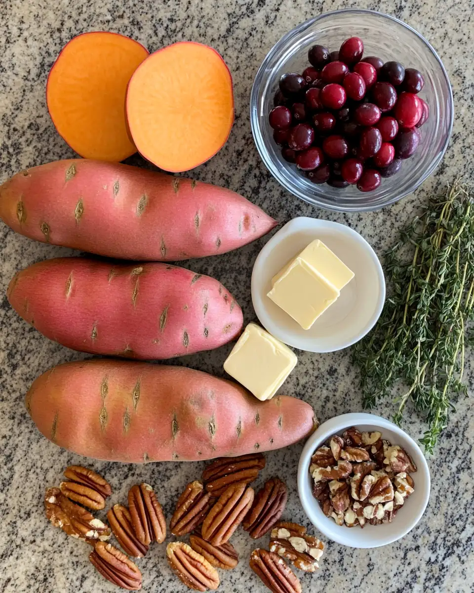 Ingredients for Cranberry Apple Twice-Baked Sweet Potatoes A Flavorful Fall Delight