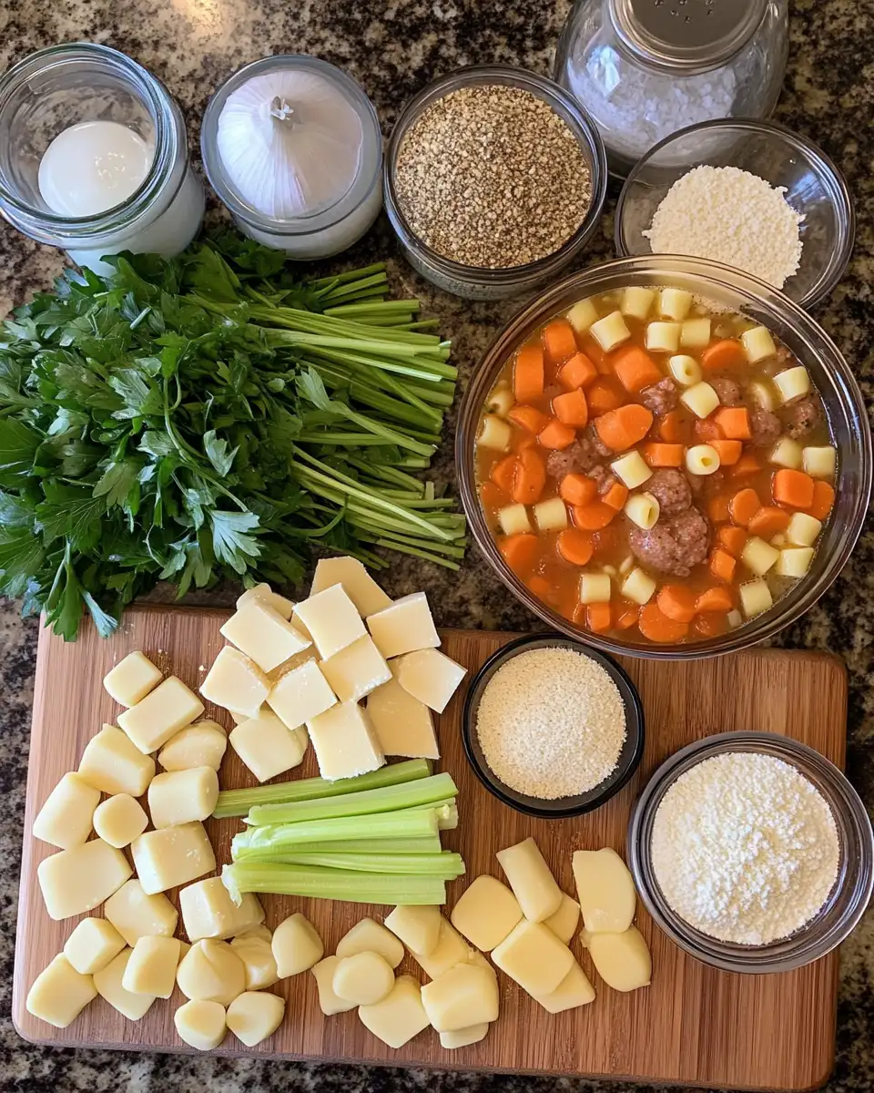 Ingredients for Creamy Parmesan Italian Sausage Ditalini Soup Recipe to Warm Your Soul