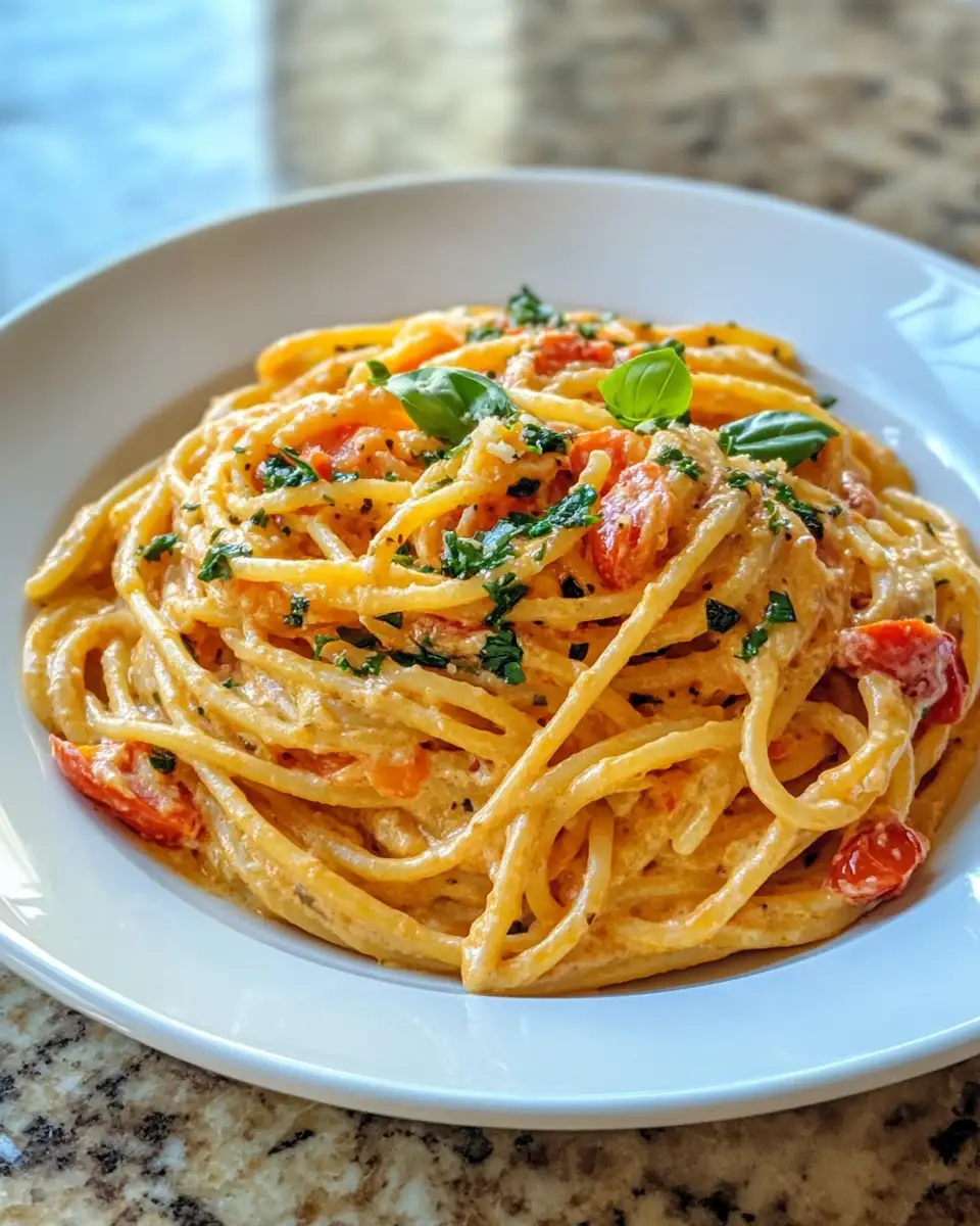 Final dish - Indulge in the Ultimate Creamy Tomato Garlic Pasta Experience