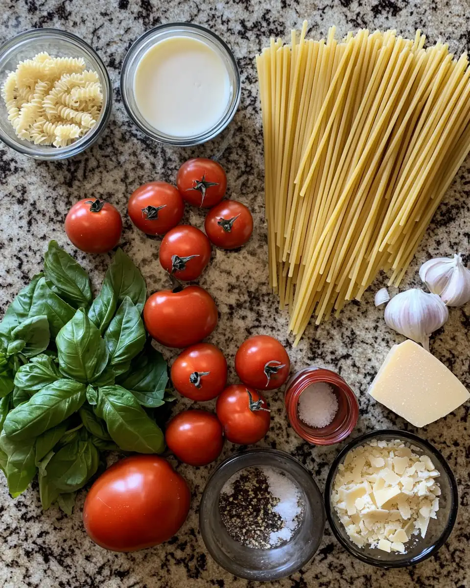 Ingredients for Indulge in the Ultimate Creamy Tomato Garlic Pasta Experience