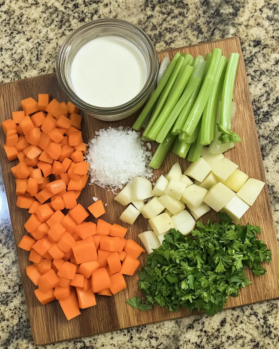 Ingredients for Ultimate Creamy Vegetable Soup Recipe to Warm Your Soul