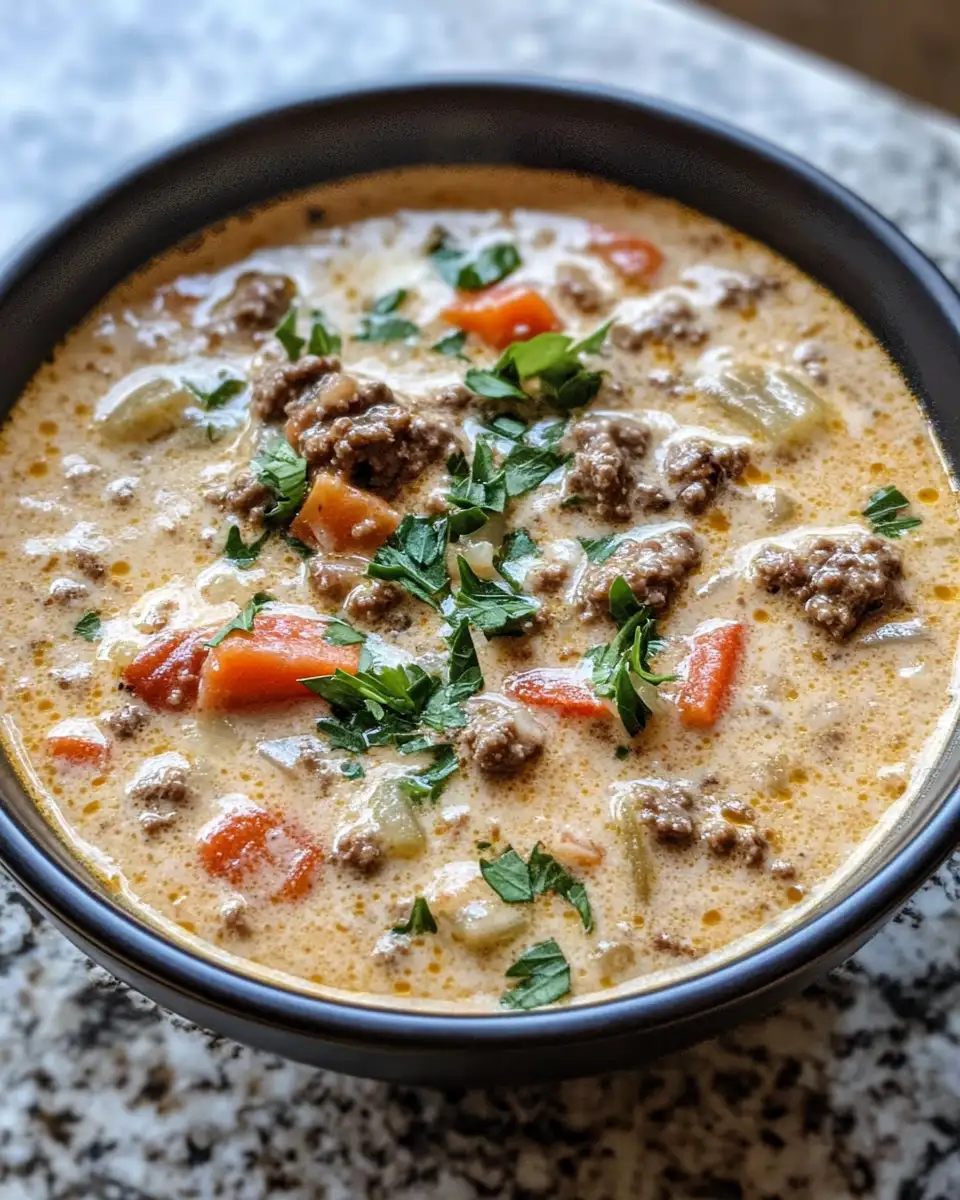 Final dish - Creamy Crockpot Cheeseburger Soup Recipe You Need to Try