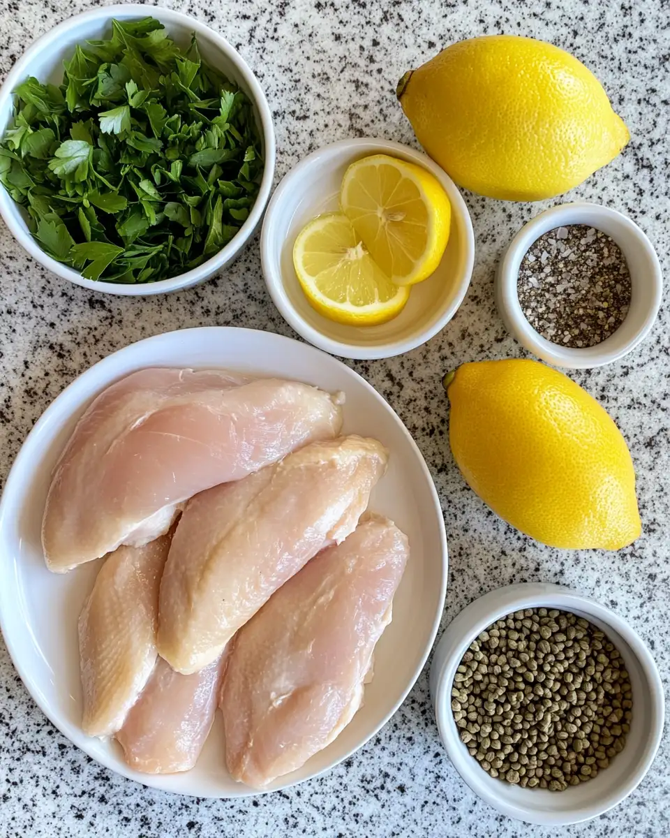 Ingredients for Easy Crockpot Chicken Piccata Recipe for a Delicious Dinner