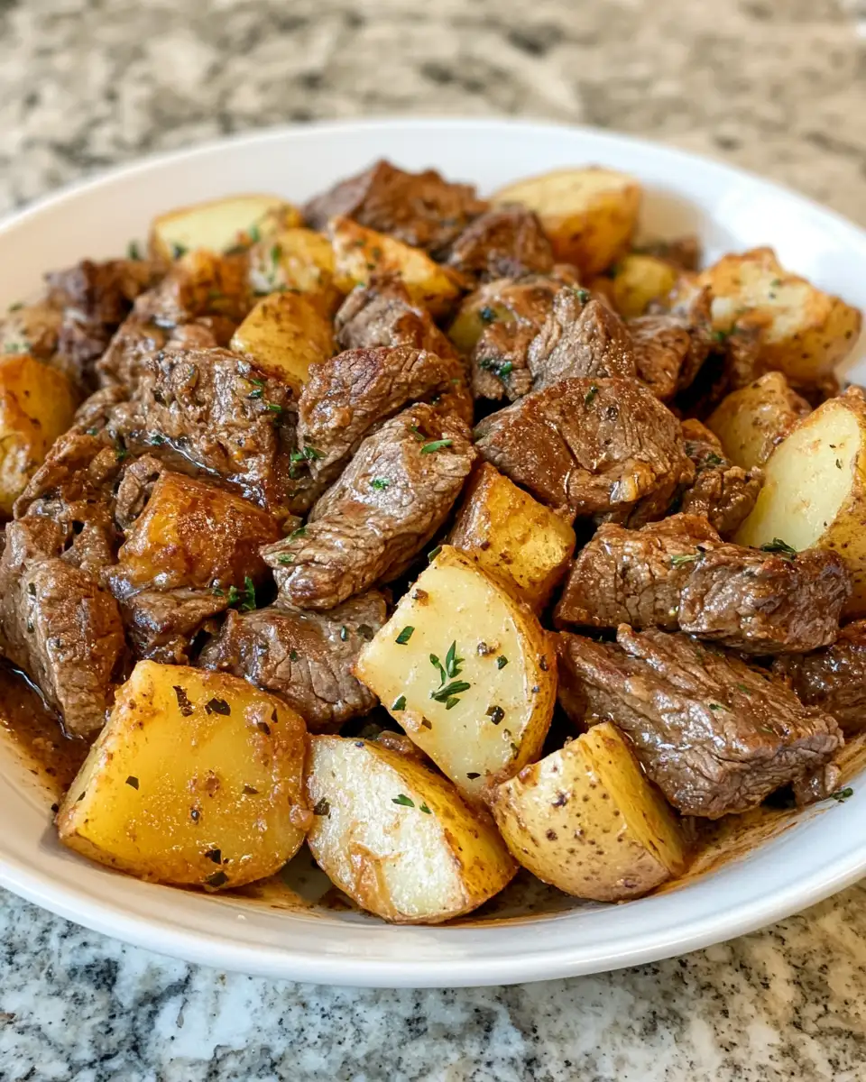 Final dish - Ultimate Crockpot Loaded Steak and Potato Bake Recipe for Easy Comfort Food