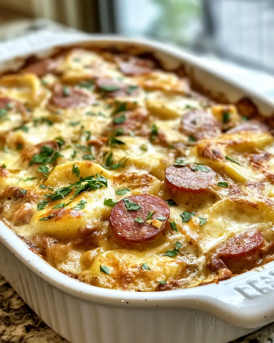Hearty Crockpot Pierogi Casserole With Kielbasa Recipe for Ultimate Comfort Food - Featured Image