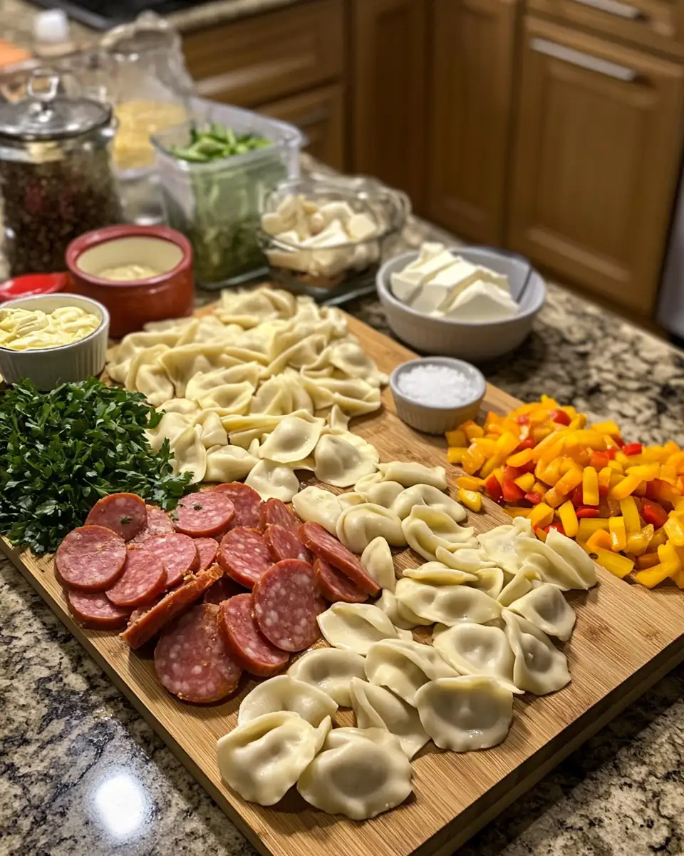 Ingredients for Hearty Crockpot Pierogi Casserole With Kielbasa Recipe for Ultimate Comfort Food