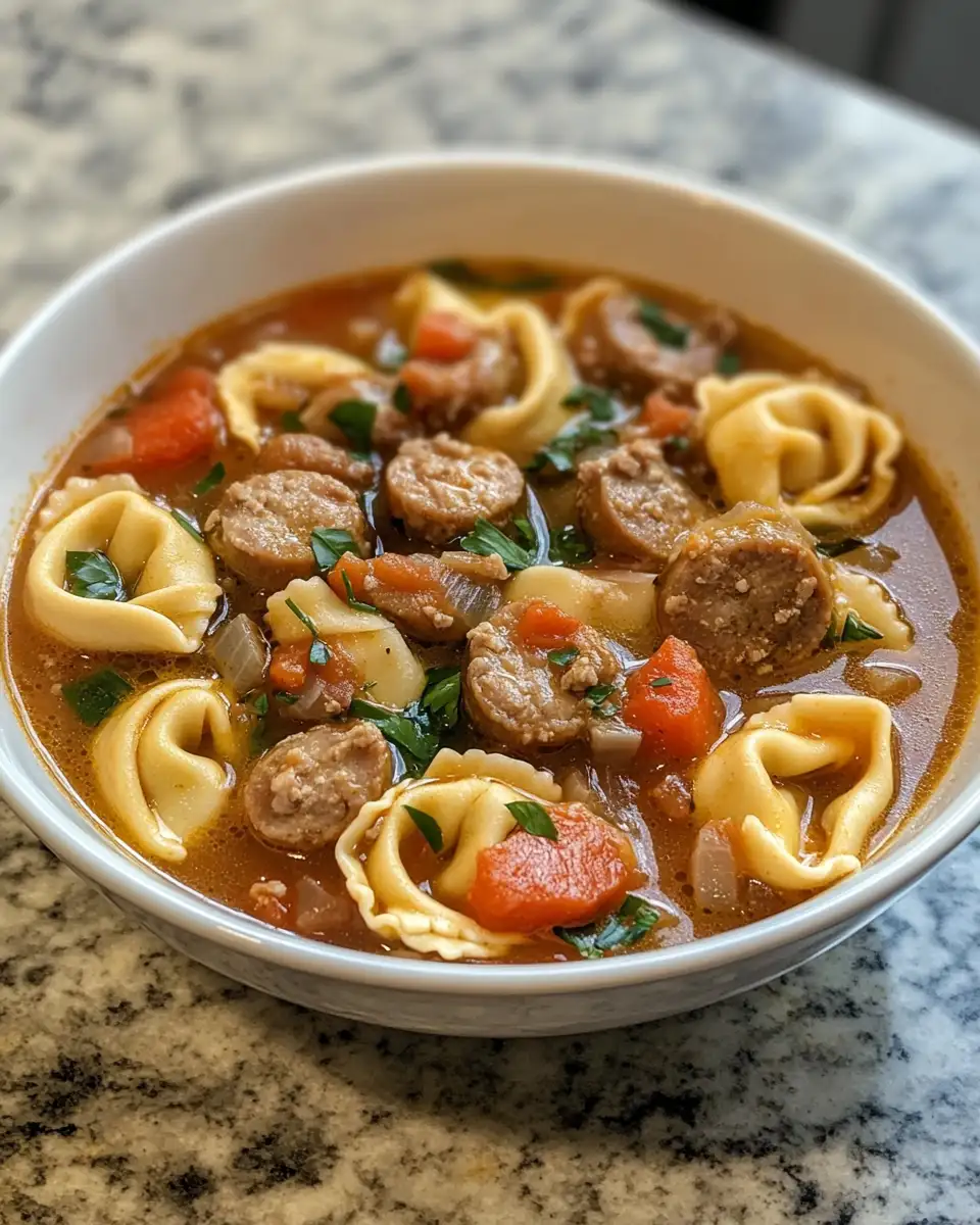 Final dish - Hearty Crockpot Tortellini Soup with Sausage for Cozy Nights